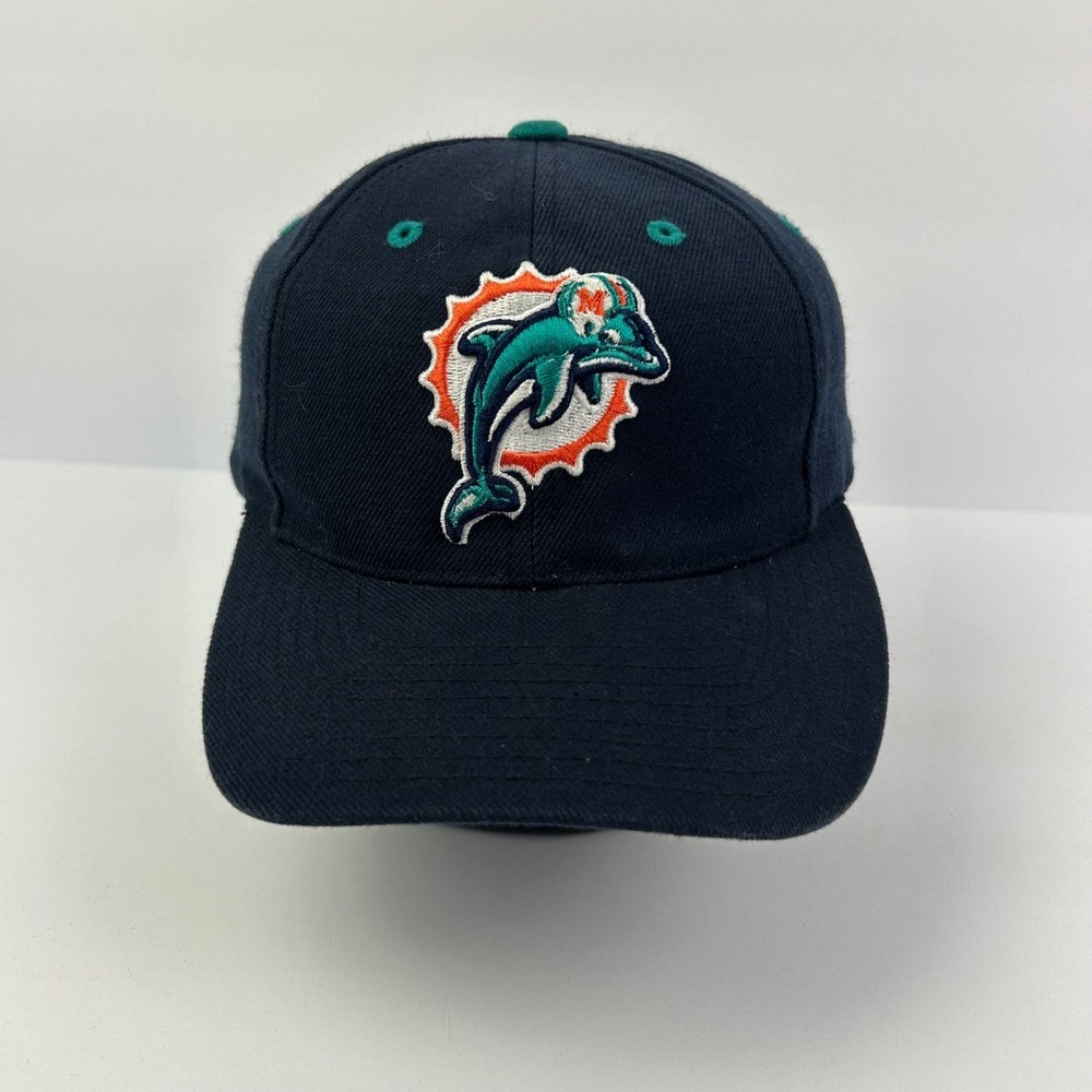 Vintage 90s Puma Miami Dolphins Hat Cap Snap Back Navy Blue NFL Football Adult